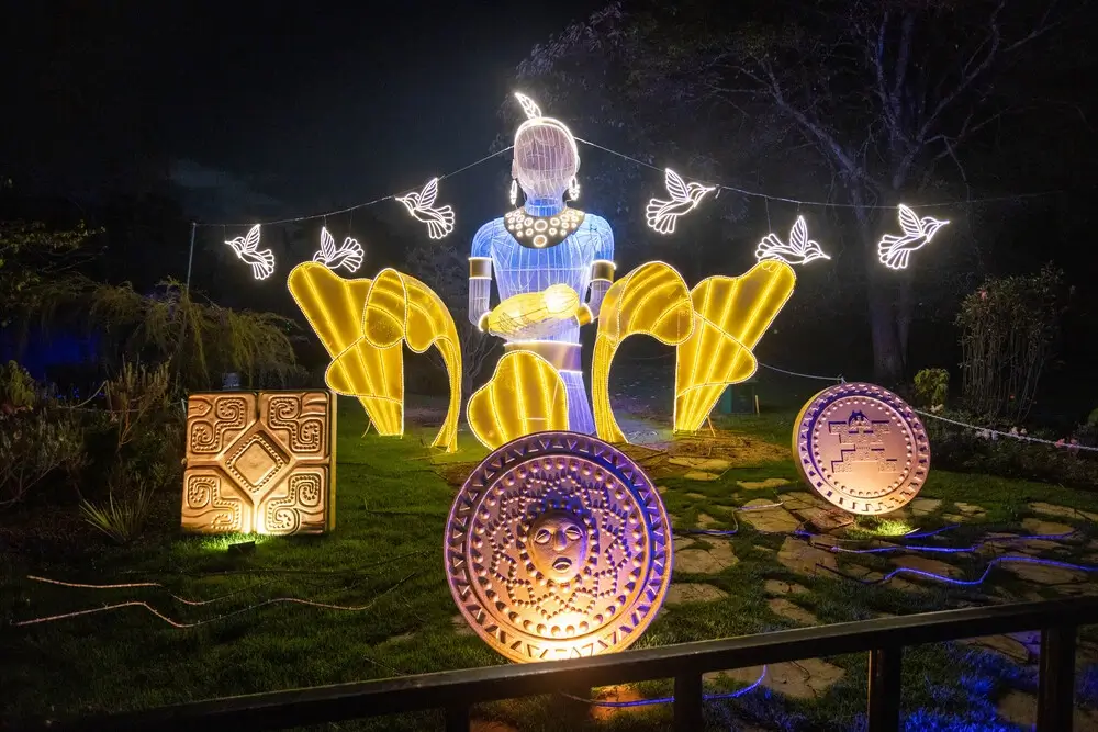 Proyecto de iluminación navideña Majestuosos que se realizó en el Jardín Botánico.